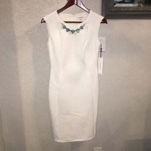 Calvin Klein Sleeveless Sheath w/ Necklace Dress